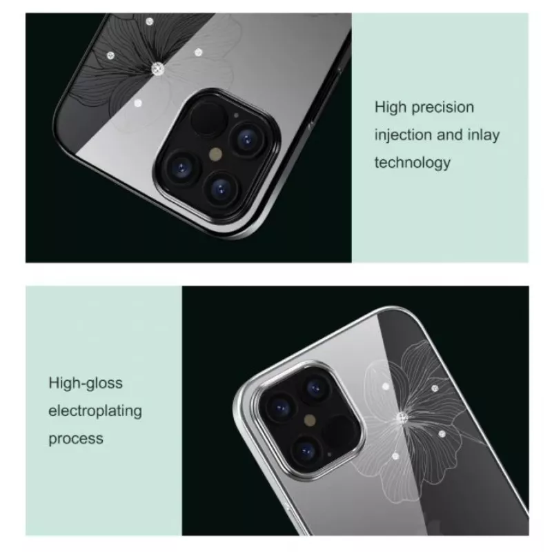 Funda protectora Devia Crystal Flora para iPhone 12 Pro Max — azul transparente, diseño fino
