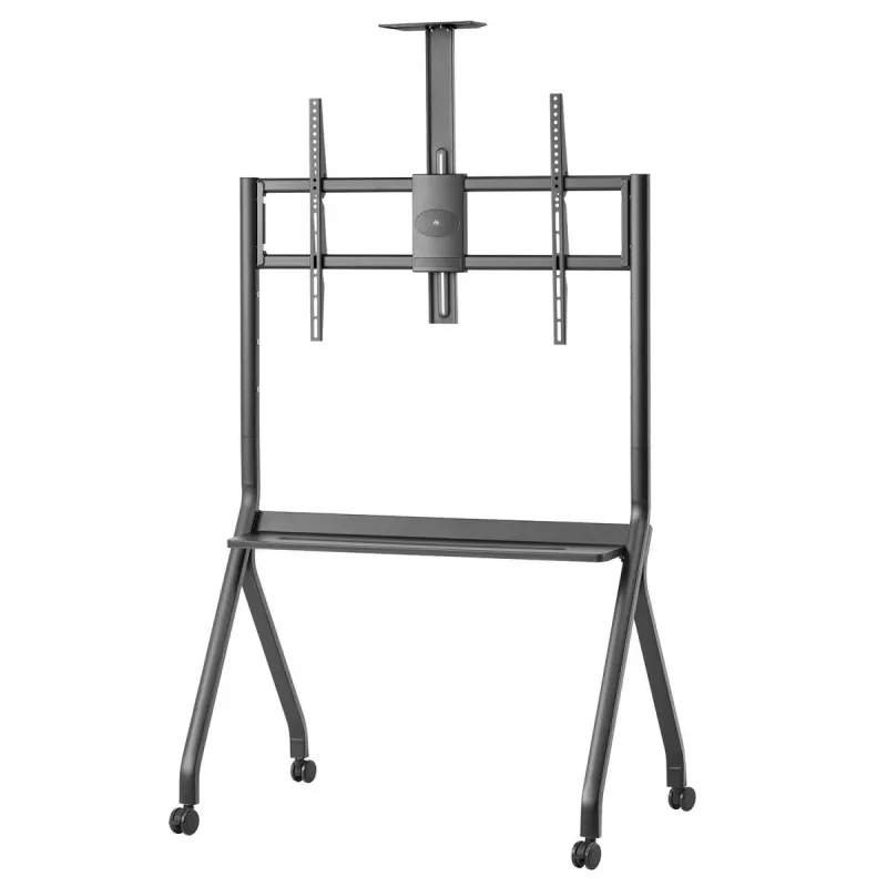 Soporte de TV MACLEAN MC-114 B soporte de suelo portátil para pantallas de 55–100 inch, carga máx. 120 kg, VESA 200x200–900x600, altura 115–152 cm, negro, estante