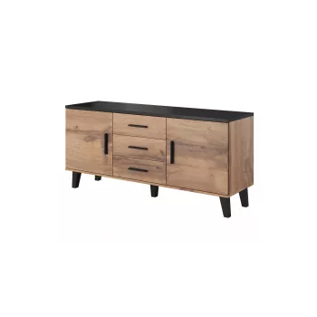 Aparador Cama LOTTA 150 2D3S roble wotan + negro mate