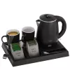 Adler AD 1387 hervidor eléctrico de hotel con bandeja y tazas, 1 l, acero inoxidable