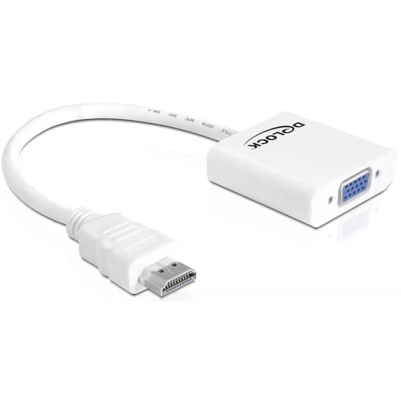 Adaptador Delock HDMI-A macho > VGA hembra - Adaptador de vídeo - HDMI macho a HD-15 (VGA) hembra - blanco (65346)