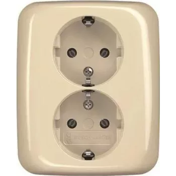 BUSCH JAEGER BJ 202 EUJ-212 Toma de corriente SCHUKO doble con placa de cobertura completa