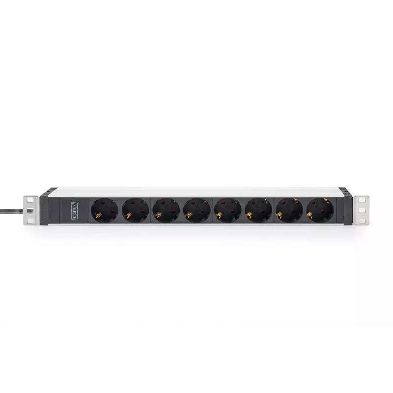 Regleta de enchufes Digitus con perfil de aluminio, 8 tomas de seguridad, cable de 2 m, conector IEC C20