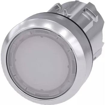 Pulsador Siemens actuador plano, aro frontal metal, blanco brillante SIRIUS ACT 3SU1051-0AB60-0AA0 1 ud. (3SU1051-0AB60-0AA0)