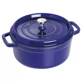 Cocotte redonda de hierro fundido Staub 24 cm Azul oscuro