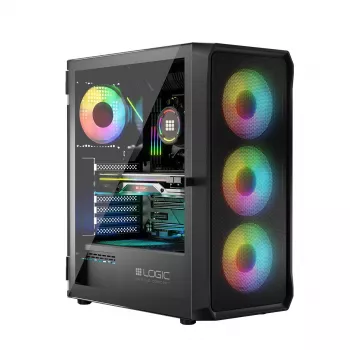 Carcasa LOGIC CONCEPT Portos ARGB ATX Mid-Tower, negra
