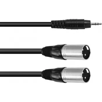 Cable adaptador de audio Omnitronic 1x jack de 3,5 mm a 2x XLR de 3 polos, 1,5 m (modelo 30225158)