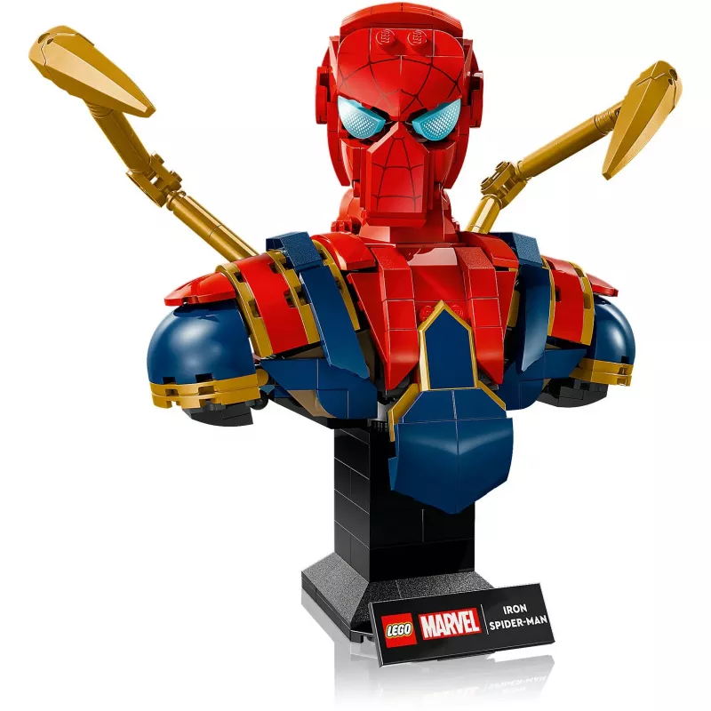 Busto de coleccionista LEGO Marvel Iron Spider-Man 76326, 379 piezas, modelo de exposición 18+, 170×200×110 mm