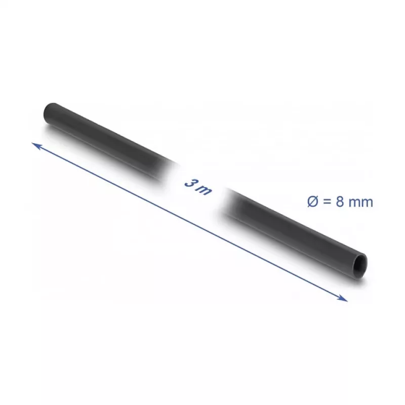 Tubo aislante de PVC DeLOCK 3 m x 8 mm negro