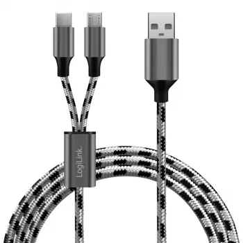 LogiLink CU0202 cable USB USB 2.0 1,2 m USB A USB C/Micro-USB A gris