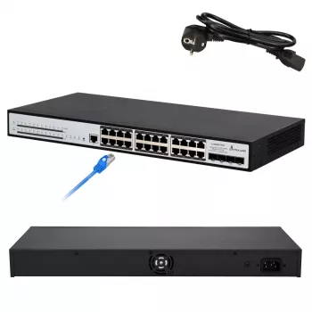 Switch gestionado Extralink Chiron Pro 24x RJ45 1000Mb/s PoE 4x SFP+ L3 370W