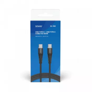 Cable USB Savio CL-160 2 m USB 2.0 USB C - USB C negro