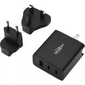 Cargador USB Ansmann cargador de viaje TC315 / 3 A / 15,5 W / cargador USB de 3 puertos 15,5 W conector hembra USB-A Smart IC negro para interiores (1001-0178)