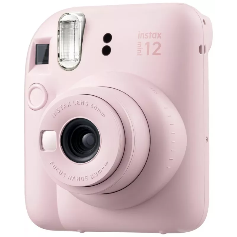 Cámara instantánea Fujifilm Instax Mini 12 Rosa — imagen 86×54 mm, película 62×46 mm, distancia focal 60 mm