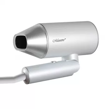 Secador de pelo Maestro MR-213 2100W mango plegable, 2 velocidades, golpe de aire frío, concentrador de doble pared, plata