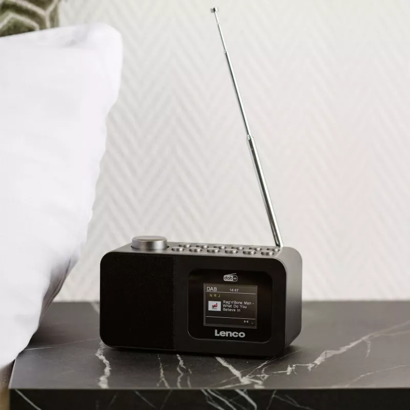 Lenco CR-625BK radiodespertador DAB+/FM con Bluetooth y carga inalámbrica, negro
