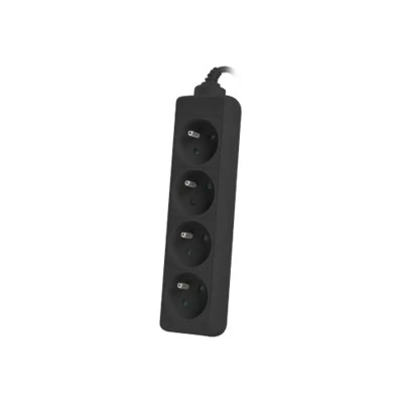 Lanberg, regleta, PS0-04E-0150-BK distribuidor de corriente 4 tomas AC interiores negro (4 uds., CEE 7/5, 1,50 m)