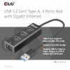 Hub USB CLUB3D USB 3.2 Gen1 Type-A con 3 puertos y Gigabit Ethernet
