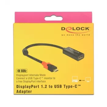 Adaptador de cable de vídeo DeLOCK 63928 USB Type-C a DisplayPort de 20 contactos