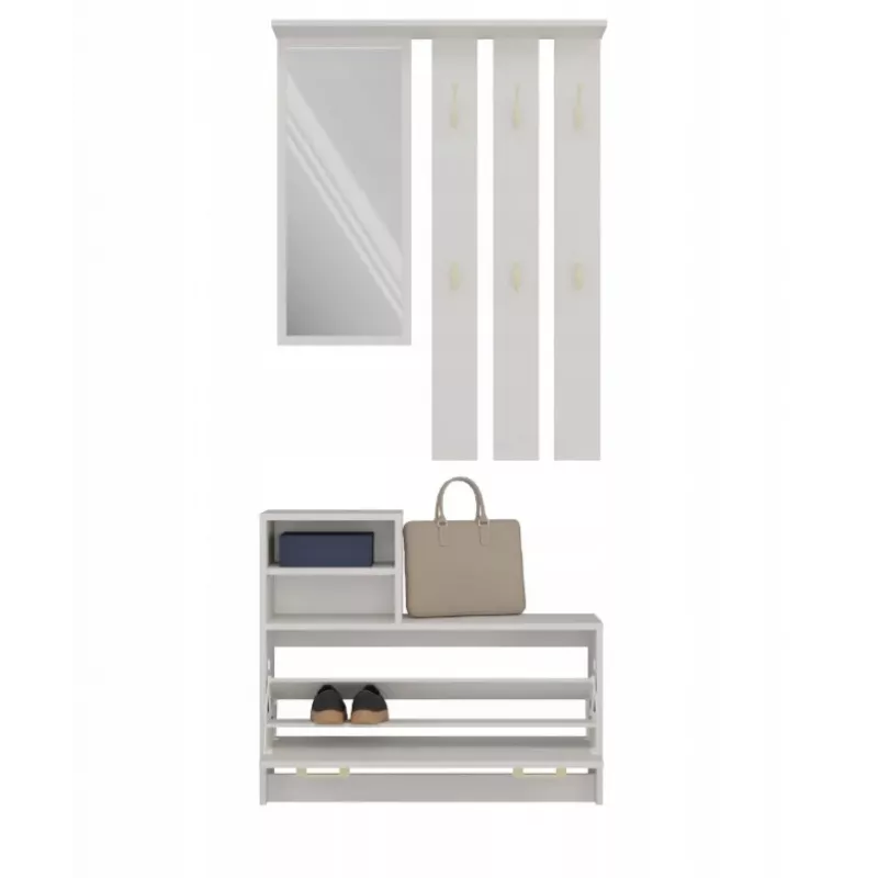 Armario recibidor Top e shop VERA crema GS1 — 1800×850×240 mm, puerta batiente, espejo, 1 balda, 6 ganchos