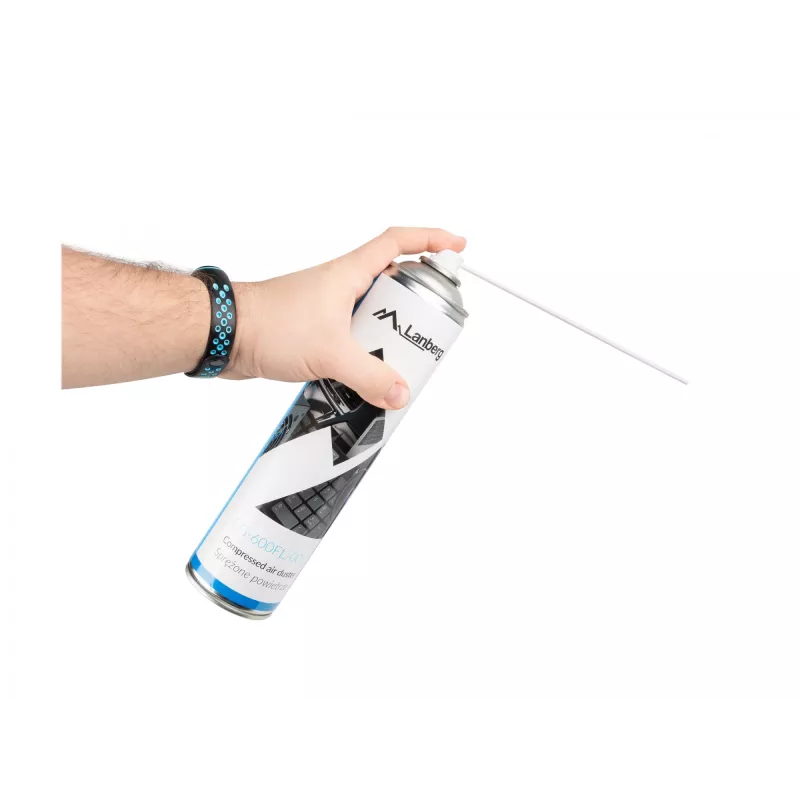 Spray de aire comprimido LANBERG CG-600FL-001 — 600 ml, para limpieza de PC, Negro/Azul/Blanco