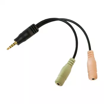 LogiLink - Adaptador de audio - Mini-Phone 3,5 mm, 4 pines (M) - Mini-Phone estéreo 3,5 mm (H) - 15cm - negro (CA0021)