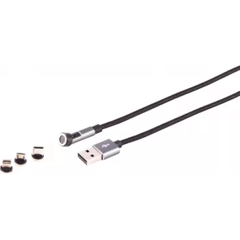 Cable USB-A magnético 3 en 1 ShiverPeaks 14-19011 — 7-Pin giratorio 540°, 2,0 m