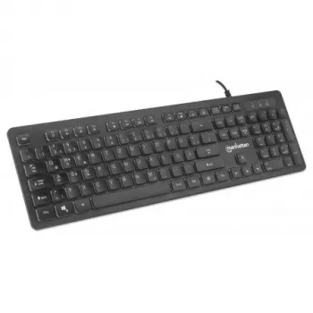 Manhattan Teclado USB gaming, Low Force Key Edition, 12 teclas multimedia, retroiluminación LED Rainbow, USB-A, negro, caja retail (distribución alemana)