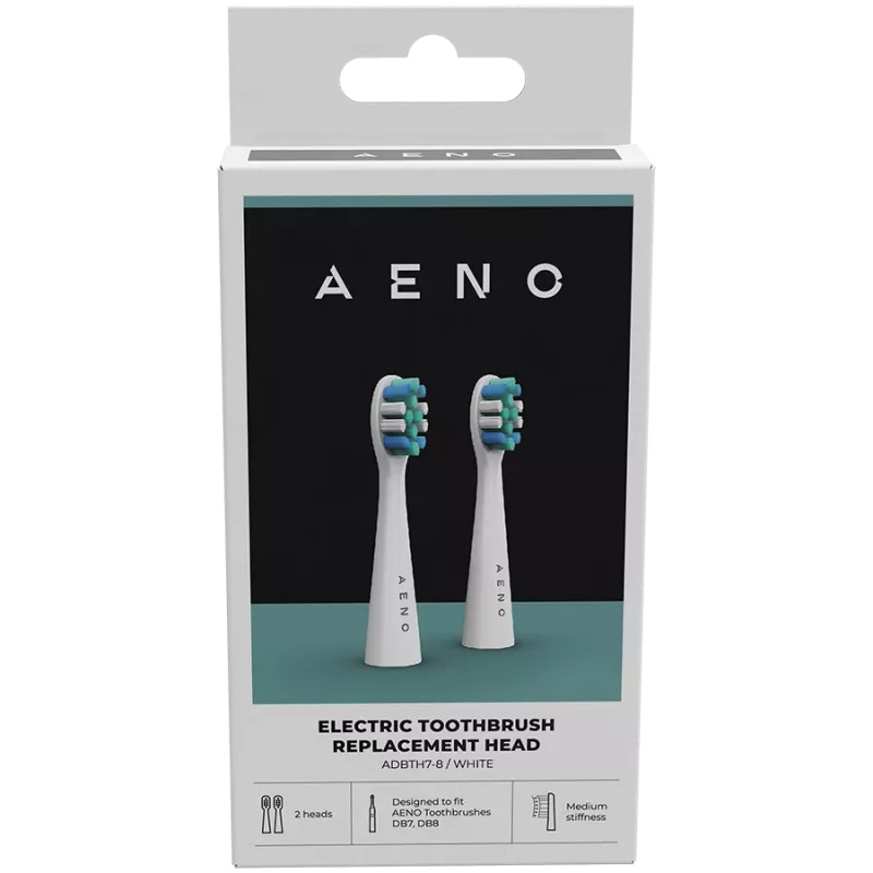 AENO Cabezales de cepillo de repuesto, Blancos, cerdas Dupont, pack de 2 (para ADB0007/ADB0008)