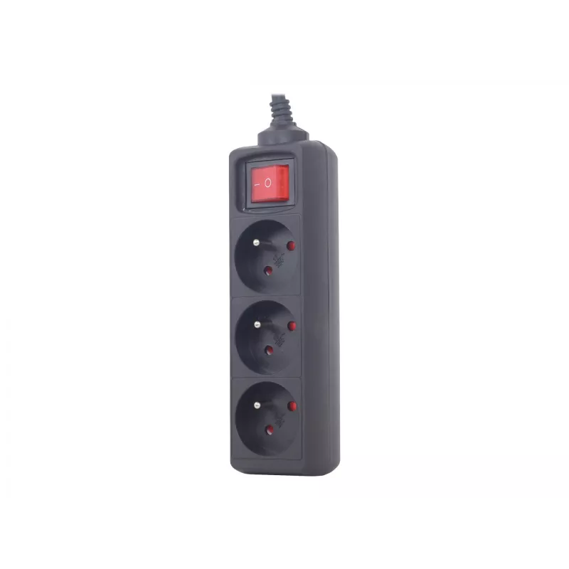 Protector de sobretensión Gembird EG-PSU3F-01 negro 3 tomas AC 230 V 0,6 m