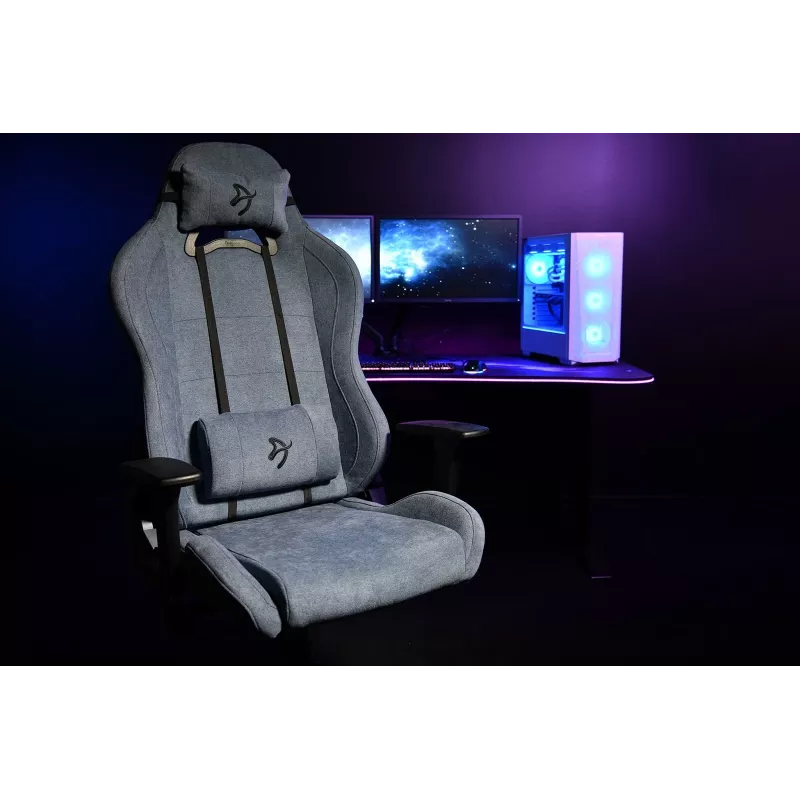 Silla gaming Arozzi Torretta SoftFabric Blue — diseño ergonómico, altura y reposabrazos ajustables
