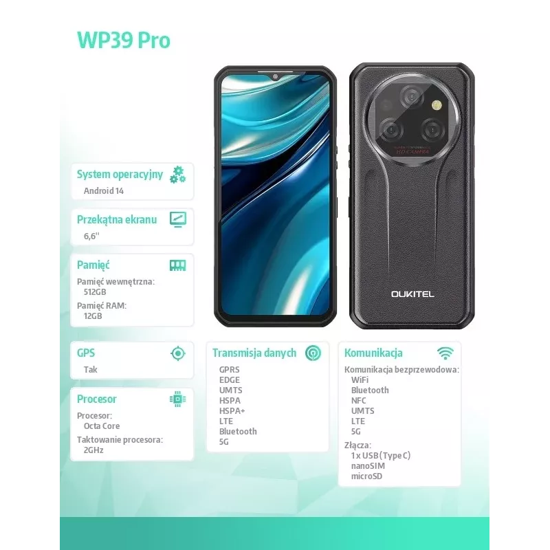 Smartphone Oukitel WP39 Pro 12/512 11000mAh gris