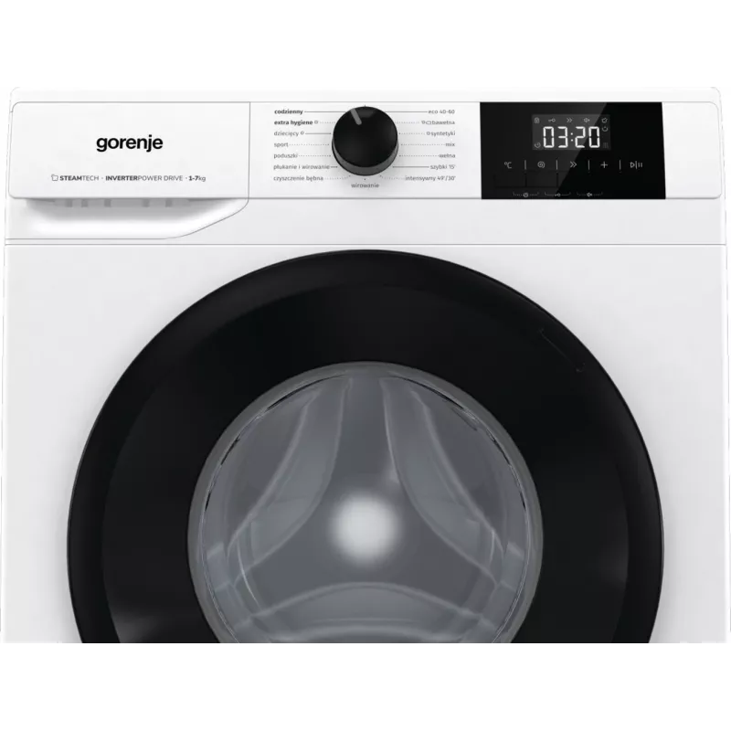 Lavadora independiente Gorenje W3NGPI72SBS, 7 kg, 1200 rpm, motor inverter, vapor, 15 programas, Blanco
