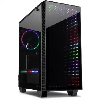 Caja INTER-TECH X-608 INFINITY MICRO, microATX, RGB, frontal y lateral de cristal templado, sin fuente de alimentación
