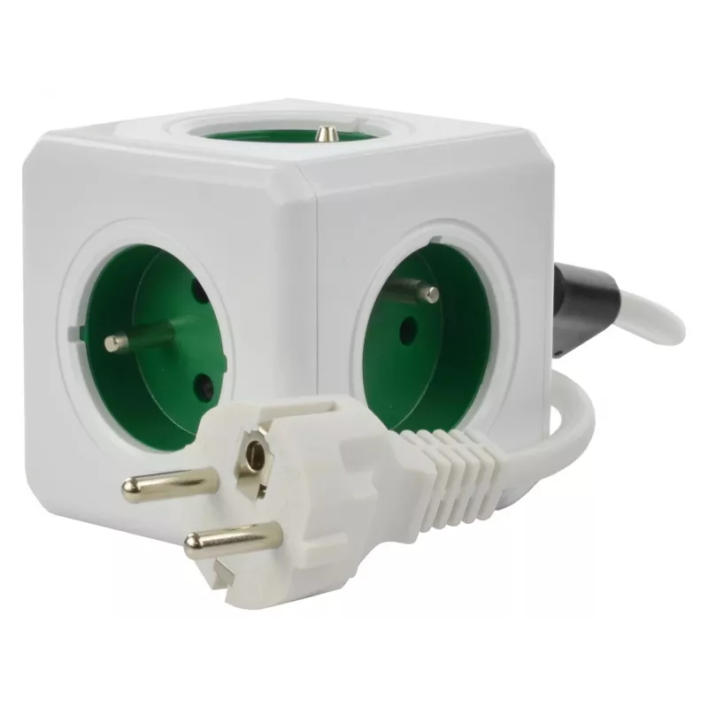 Regleta Allocacoc PowerCube Extended tipo E 1,5 m 5 tomas AC interior verde