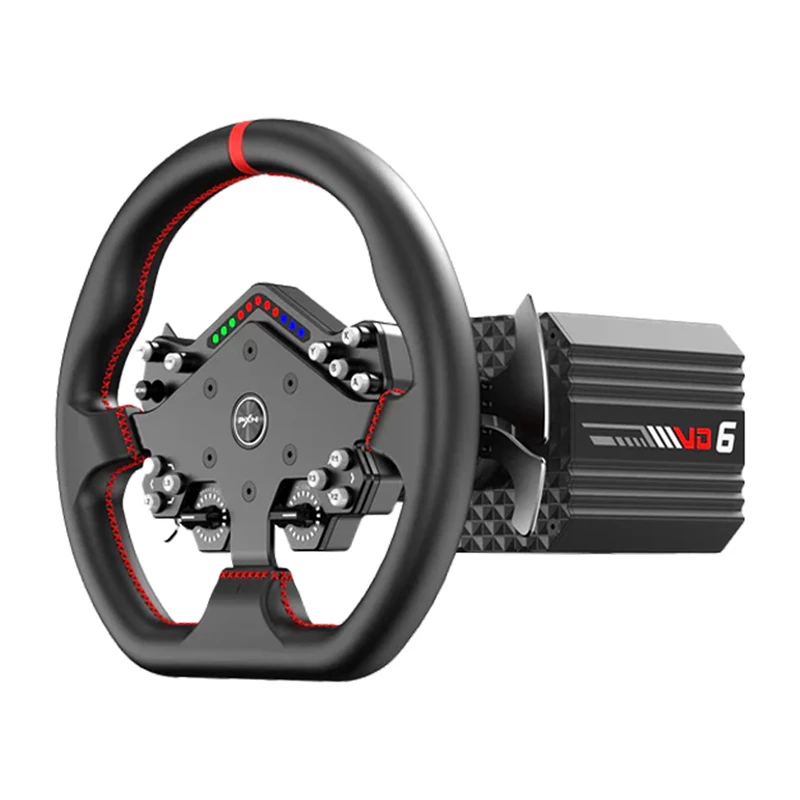 Base de volante PXN VD6 DBT Kit Racing Wheel con manillar WDS R2, pedales de freno/acelerador PD HM y abrazadera Z9