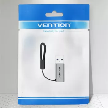 Adaptador Vention de conector macho USB 3.0 a conector hembra USB-C gris tipo aleación de aluminio