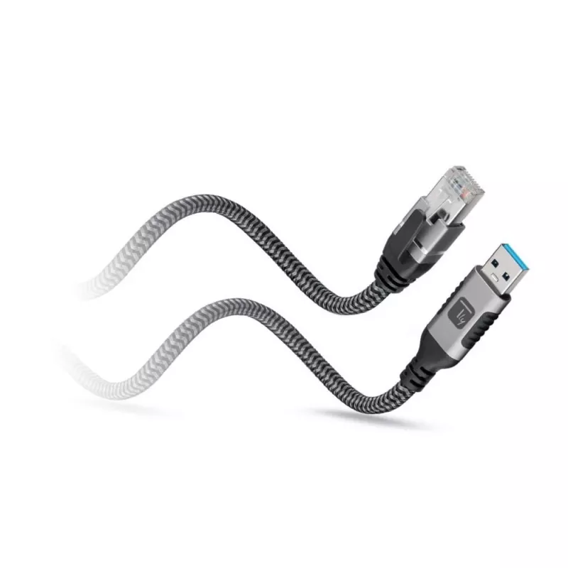 Techly ICOC U3A-RJ45-010 cable adaptador de USB-A a Gigabit Ethernet, 1 m, negro/plata