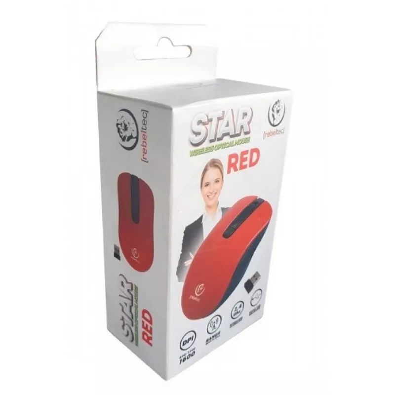 Ratón inalámbrico óptico Rebeltec STAR rojo