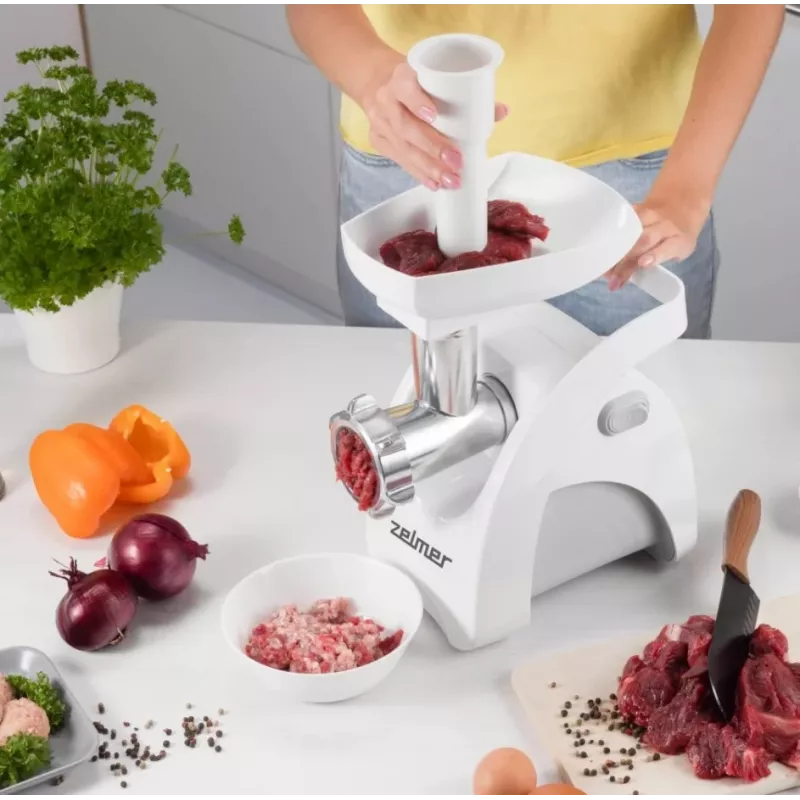 Picadora de carne Zelmer ZMM9801B 2200 W acero inoxidable, blanco
