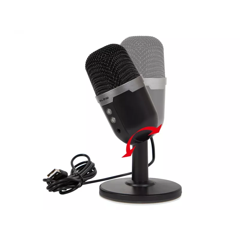 Micrófono de estudio BLOW con soporte LED — USB 2.0 con cable, 20–16000 Hz, sensibilidad -50 dB, 237 g