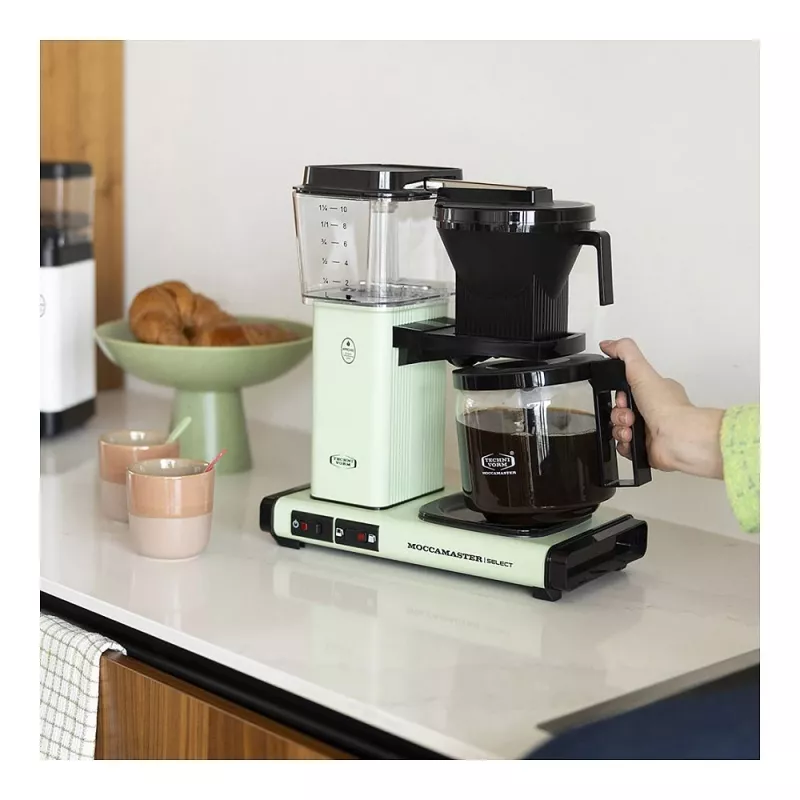 Cafetera de filtro MOCCAMASTER KBG Select — depósito de agua de 1,25 l, capacidad para 10 tazas, acero inoxidable, verde pastel