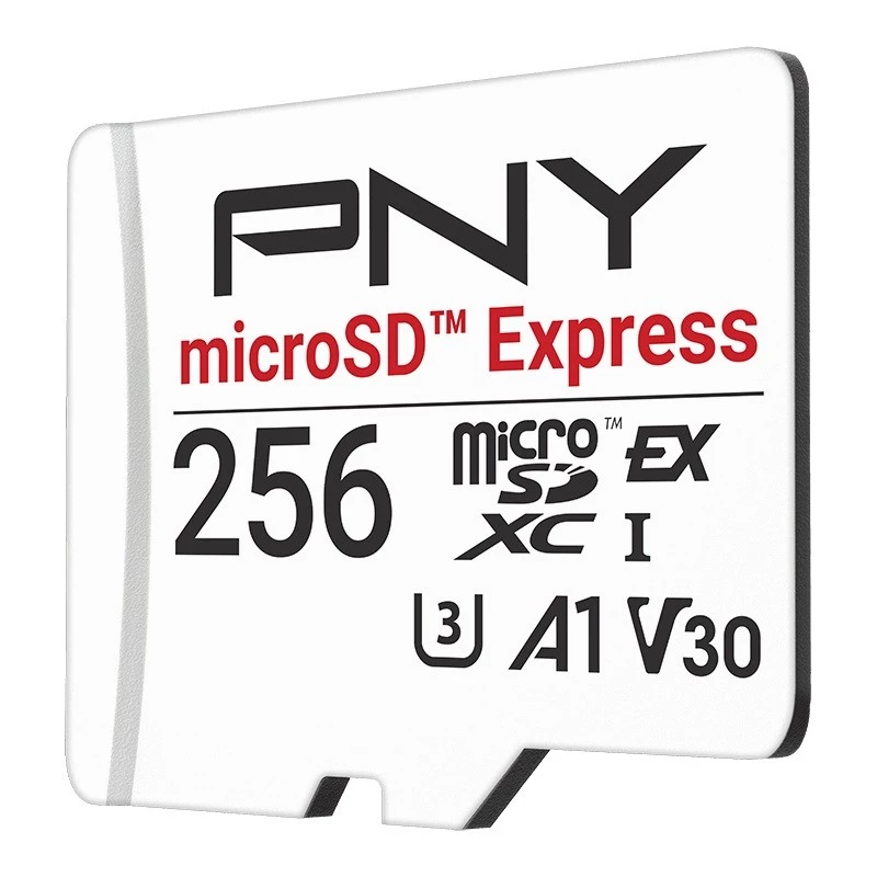 Tarjeta de memoria MicroSDXC PNY microSD Express 256 GB UHS‑I lectura 890 MB/s escritura 750 MB/s U3 V30
