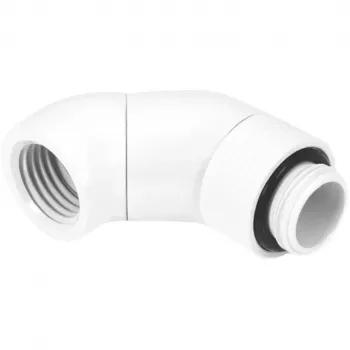 Alphacool Eiszapfen adaptador giratorio doble a 45°, G1/4 macho a G1/4 hembra, blanco