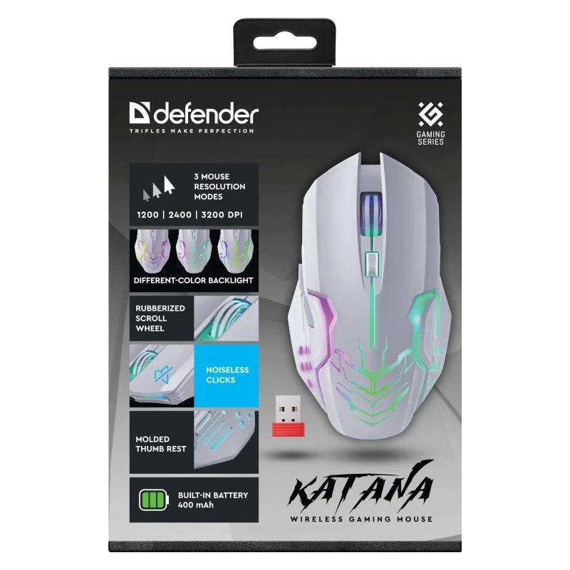 Ratón DEFENDER GM-511 KATANA RF 3200dpi 7P BLANCO