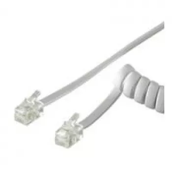 Wentronic Goobay Cable espiral para auricular de teléfono CCA (aluminio con revestimiento de cobre), blanco, 4 m – conector macho RJ10 (4P4C) a conector macho RJ10 (4P4C) (68601)