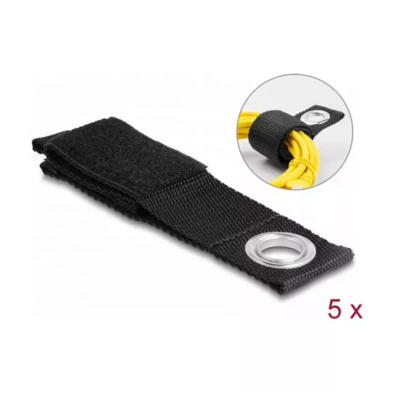 Cinta de velcro resistente DeLOCK L 260 x An 38 mm negro 5 uds.