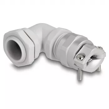 DeLOCK Prensaestopas 90° acodado PG11 gris alivio de tracción