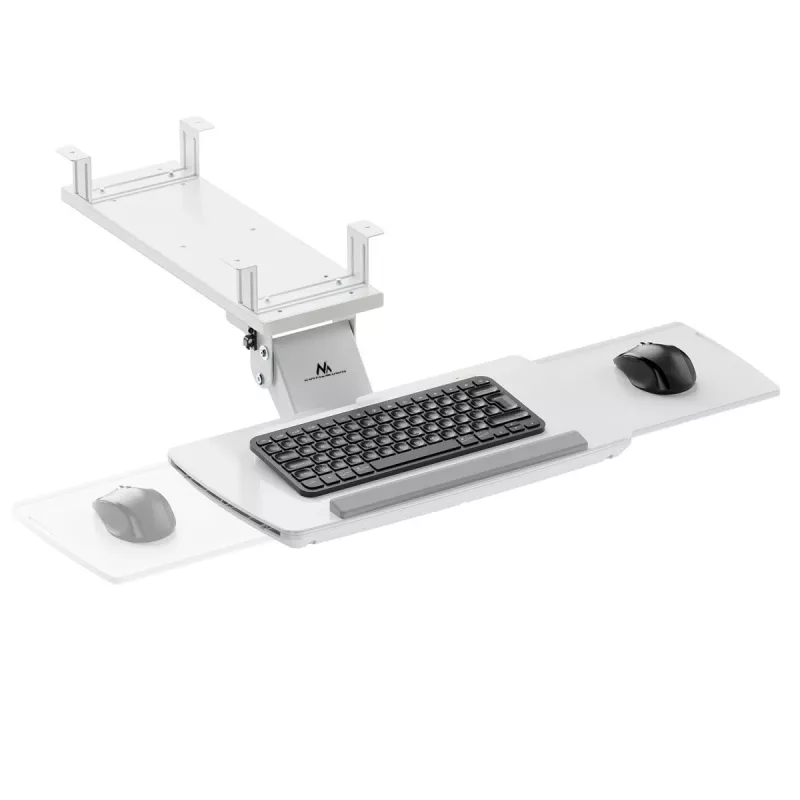 Soporte de teclado MACLEAN MC-156 W — bandeja regulable bajo mesa, carga máx. 5 kg