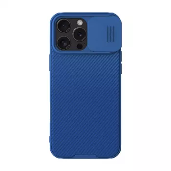 Funda protectora Nillkin CamShield Pro para iPhone 16 Pro Max, azul, tapa deslizante para cámara